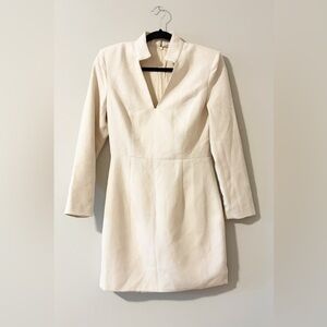 MOOYIUS Cream Long-Sleeve V-Neck Shift Dress